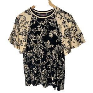 Johnny‎ Was The Janie Favorite Flutter Sleeve Raglan Top Size XS Boho Floral